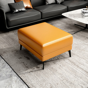 轻奢意式极简真皮沙发脚踏凳北欧家用客厅贵妃边搁脚换鞋坐凳简约