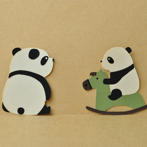 【欢乐手作】 原创可爱卡通熊猫布贴画