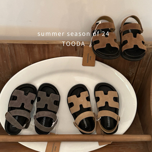 tooda韩国童鞋夏季新款儿童凉鞋防滑软底后脚跟扣子可拆卸百搭款