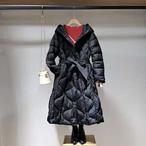 优美世界正品女装冬季纯色百搭优雅中长款白鸭绒羽绒服dc4y3027