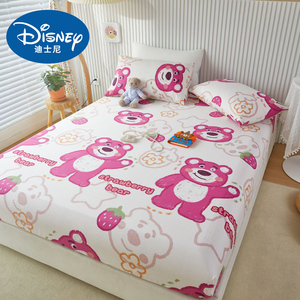 草莓熊全棉卡通床笠120x135x150x190cm儿童房棕垫床罩床垫保护套