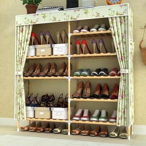 牛津布鞋柜鞋架多层家用门口木质工艺双排多层防尘套小型简易鞋柜
