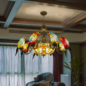 创意美式客厅餐厅酒店吧复古个性吊灯具欧式艺术鹦鹉欧式饭店吊灯