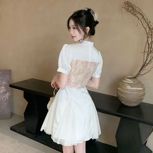 QQ新中式甜美可爱改良国风旗袍连衣裙夏季新款收腰显瘦气质公主裙