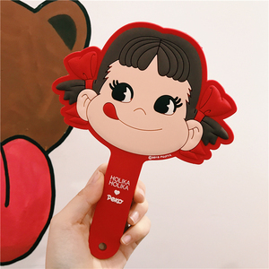 日系ins少女心随身镜不二家女孩牛奶妹大头手持手柄镜便携小镜子