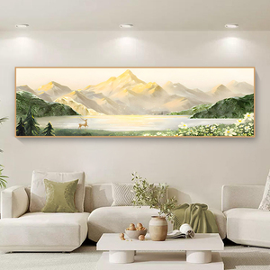 日照金山横幅客厅装饰画山水风景挂画奶油风卧室沙发背景墙画壁画