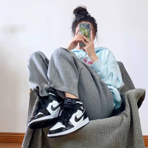 air jordan 1 aj1 全明星 黑白熊猫 漆皮中帮篮球鞋女 dd2192-001