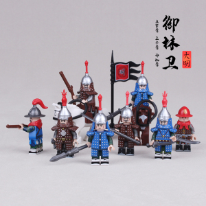 古代士兵明军小人仔国潮第三方模型乐高积木小颗粒拼装儿童玩具男