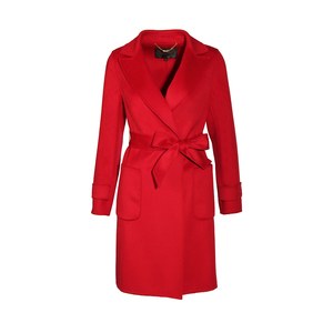 chlosio克劳西冬季新款红色山羊绒大衣 款式经典 简约大气