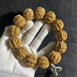 龙脊八棱 野生文玩山核桃手串 老树小秋子男款 单圈矮桩正圆深纹