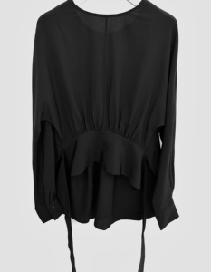 ZE设计师款高端重磅真丝衬衫显瘦女士纯色蝙蝠袖燕尾上衣衬衣夏