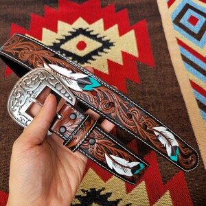 出口美国ariat西部风格牛皮牛仔马术男士腰带机车女士雕花皮带