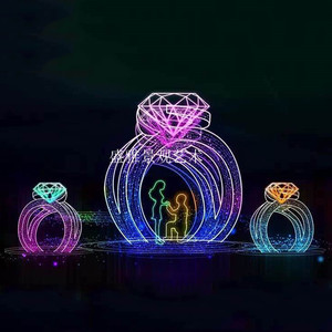 大型创意 梦幻灯光秀七夕钻戒钻石灯光节造型爱心拱门天鹅造型灯