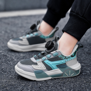 耐克飞织男童网鞋夏季旋转纽扣儿童网面透气中大童旋钮跑步运动鞋