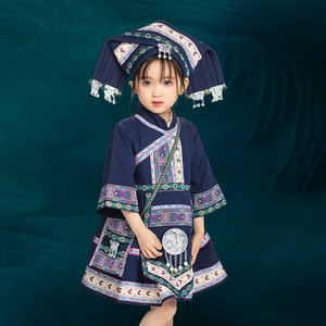 儿童壮族服装女广西日常穿女童三月三少数民族服饰舞蹈表演演出服