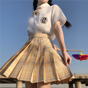 浮月jk制服短裙正版校供学生半身裙全套夏季学院风短袖百褶裙套装