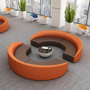 现代办公沙发组合圆弧形创意商务等候休息区会客接待大厅大堂家具
