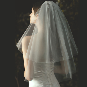 韩式简约新款短款多层领证结婚拍照婚纱头纱儿童拍照道具网红头饰