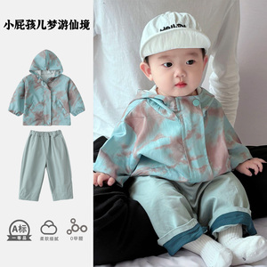 男童套装春秋季韩版婴幼儿春装连帽外套男宝宝衣服童装小孩两件套