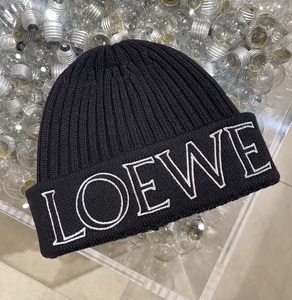 loewe 罗意威杨幂同款黑色字母徽标logo刺绣羊毛针织线帽冷帽帽子