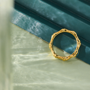 18k金竹节戒指 手工定制 节节高升 独家