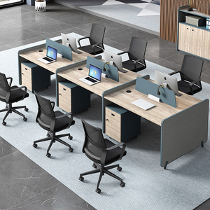 简约现代公司办公室双四六人职员工位卡位办公桌椅组合办公电脑桌