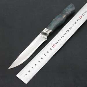 朱雀户外大马士革求生刀小直刀朱雀大马钢野外生存刀锋利水果刀