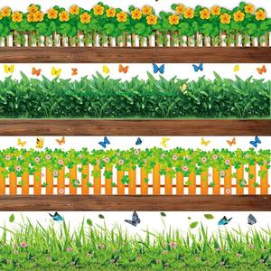 踢脚线装饰墙贴客厅卧室墙角花草贴纸墙面自粘幼儿园墙贴不伤墙