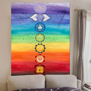 印度彩虹七轮脉挂布曼陀罗背景布房间装饰墙布疗愈冥想画布大挂毯