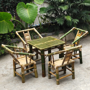 竹桌椅竹制家具老式茶馆竹椅子方桌餐桌茶桌长桌靠背椅竹制品茶几