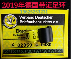 2019年德国带证信鸽足环 鸽子脚环用品 赛鸽正品新品鸟类真品包邮