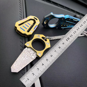 [匠心]项链刀小物件 开快递刀 防身随身携带多用刀挂件大马士革钢