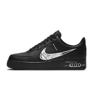 nike air force 1 af1 手绘大勾黑白 空军一号男子板鞋cw7581-001