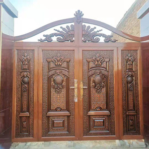 农村烤漆大铁门庭院双开大门定制乡村烤漆门双扇乡村自建房大铁门