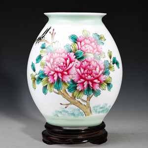景德镇陶瓷器 高档名人名作俞金喜手绘富贵图花瓶 收藏证书 礼品
