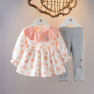 婴儿衣服秋季新款小公主时尚淑女碎花套装6七8九10个月女宝宝童装