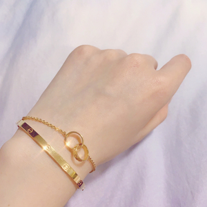 cartier/卡地亚love系列双环无钻18k玫瑰金手链女手环