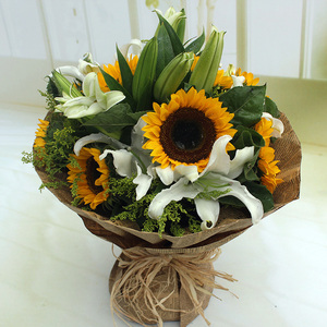 新年向日葵百合花束全国送花鲜花速递北京同城上海杭州广州生日