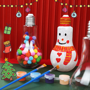 上色涂绘塑料灯泡 幼儿园教师吊饰装饰材料画图画画绘画摔不坏