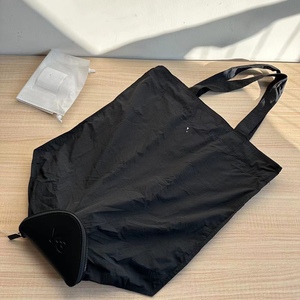 黑色简约三角形可折叠收纳手提单肩包托特包超轻便携时尚购物袋