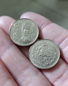 旧币 墨西哥20元纪念币 硬币 直径约21mm 年份随机美洲收藏