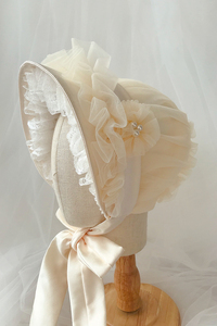 婴儿帽子春秋冬宝宝公主帽欧洲宫廷帽新生儿护耳胎帽百天周岁拍照