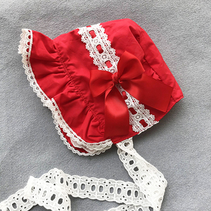 520168168liu淘宝春婴儿纯棉镂空帽女宝宝大檐花边公主西班牙帽欧式