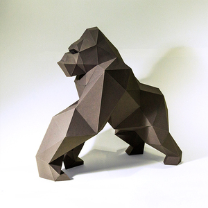 大猩猩金刚 动物纸模DIY折纸装饰卧室书桌纸雕lowpoly风格摆件