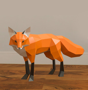 藏狐 动物立体纸模创意狐狸摆件diy手工儿童客厅聚会活动3d模型