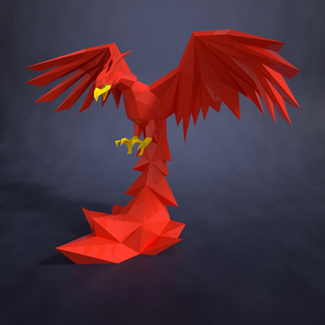 凤凰涅槃 神话动物火凤凰朱雀 手工立体纸艺创意模型装饰摆件