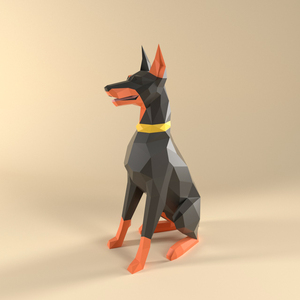 90厘米杜宾犬 动物纸模摆件珠光纸立体场景3d模型diy手工装饰礼物