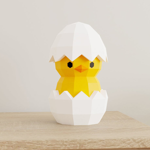 孵化的小鸡 纸模摆件装饰diy手工创意有趣几何立体3d折纸材料包