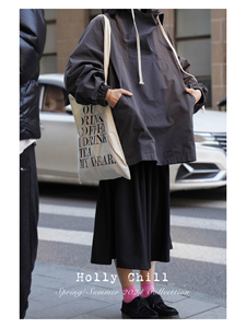 HollyChill丨2024SS '少年气' 100%棉立领连帽廓形轻薄防风卫衣