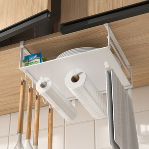 厨房纸巾架子专用纸架免打孔下挂篮置物架挂架卷纸架保鲜膜收纳架
